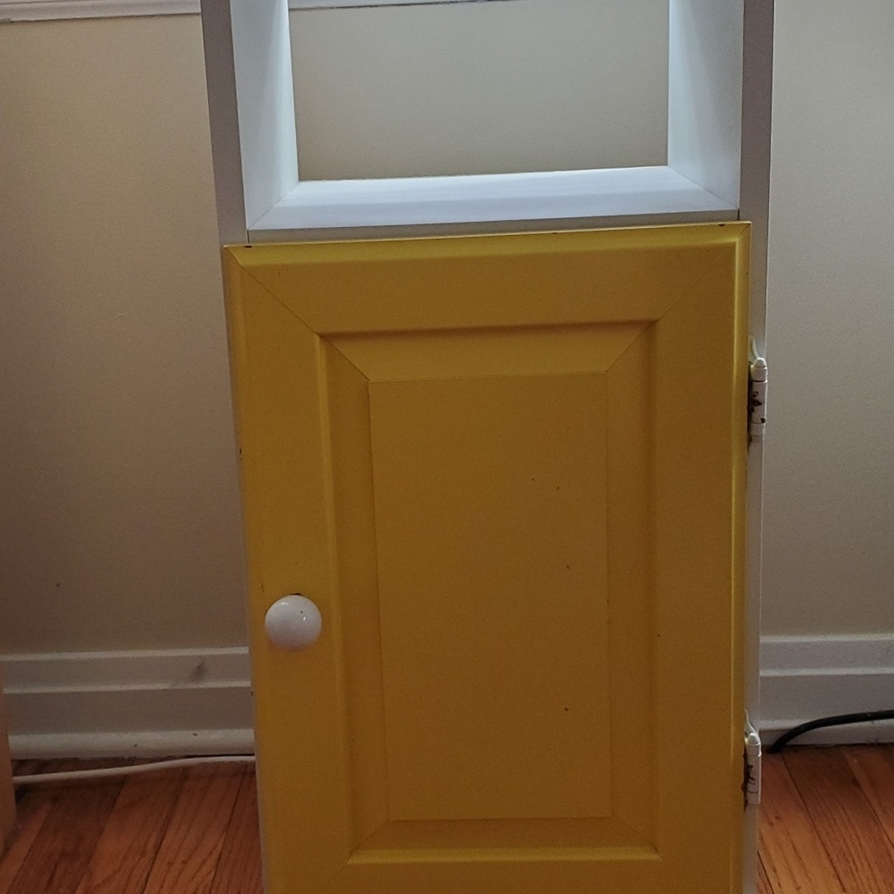 Yellow and white shelf